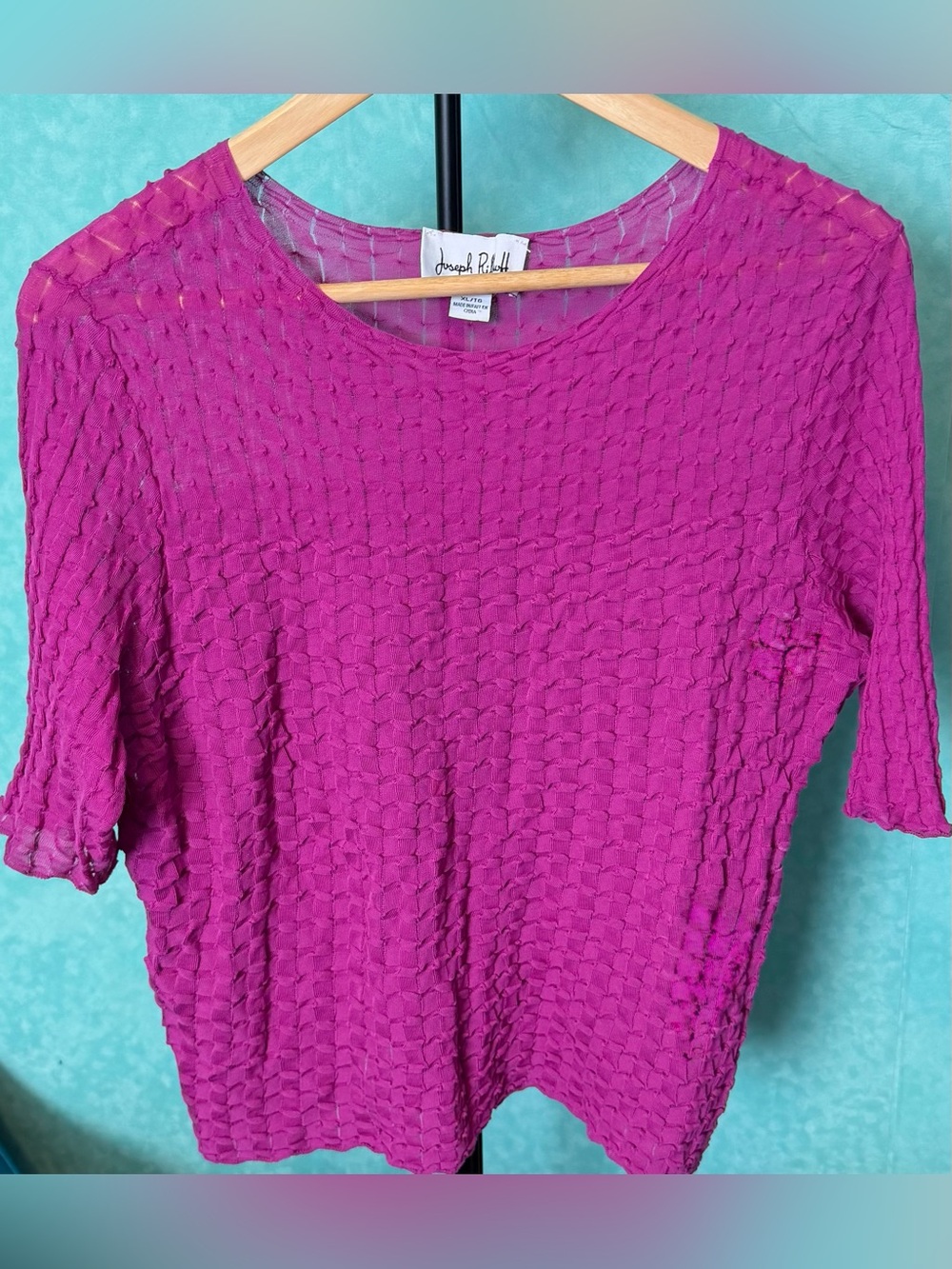 Joseph Ribkoff Fuchsia Textured Short Sleeve Top